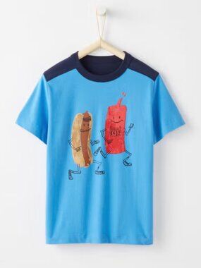 Hanna Anderson Sueded Jersey Art Tee Hot Dog Ketchup Size 3 3T Boys